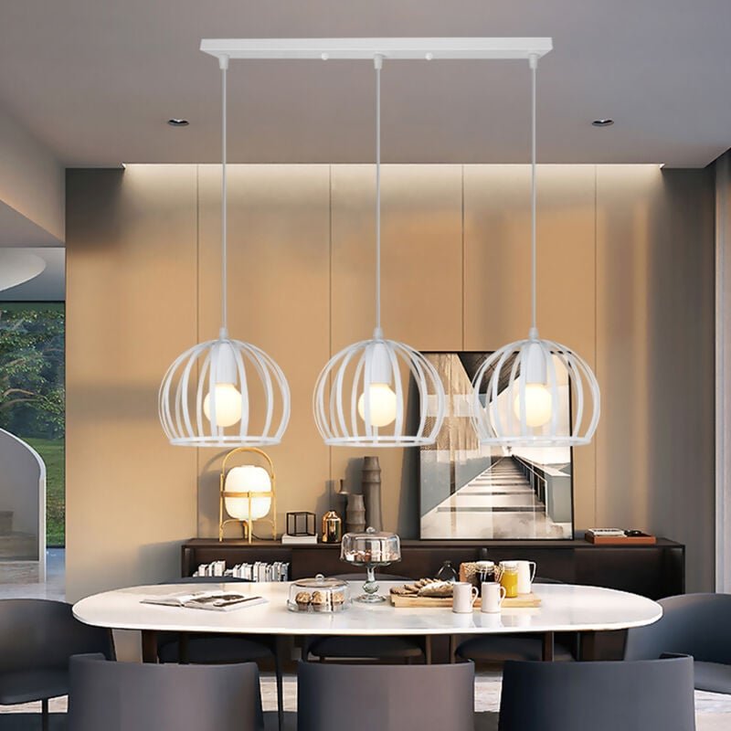 Thumbnail - Vintage Pendelleuchte, 3 Flammig Retro Metall Kronleuchter im Runden-form, Antik Industrielle Hängelampe mit Käfig E27 F...