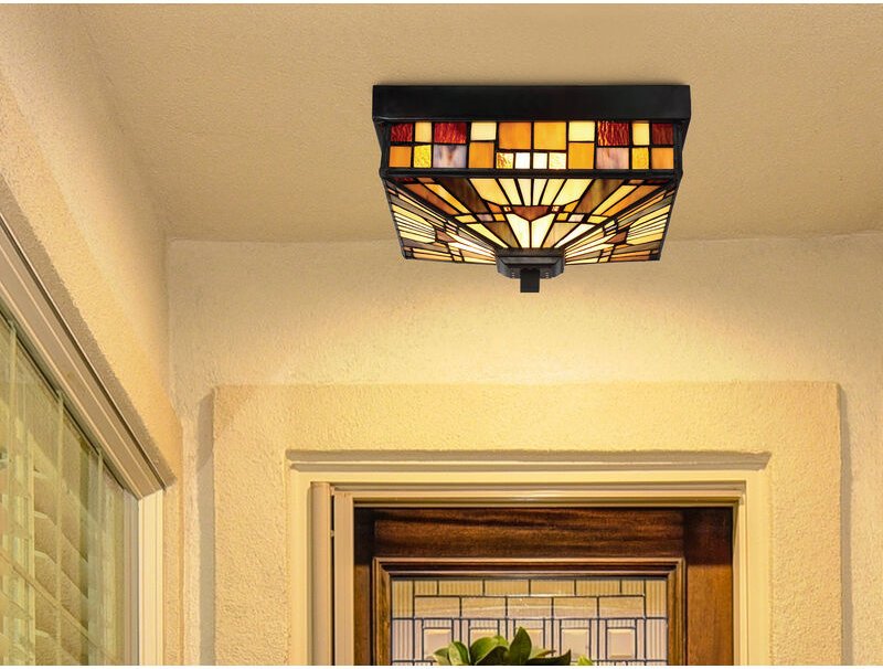 Kleine led Deckenleuchte im Tiffany Stil für Innen & Außen, Breite 26cm