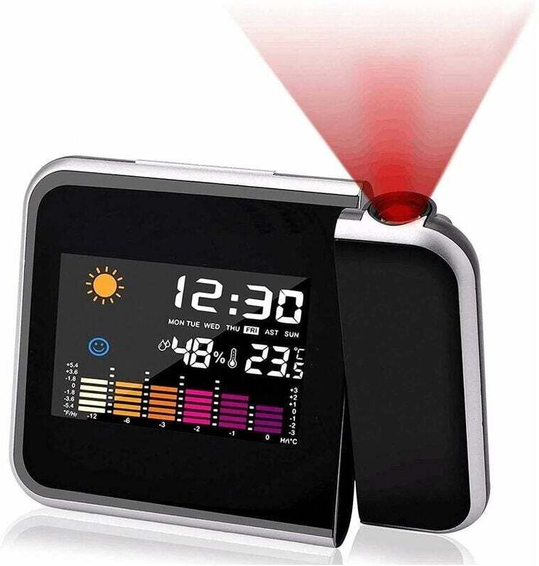 Ersandy Projektionswecker, Farbbildschirm-Kalender, persönliche Wetterstation fürs Schlafzimmer, dimmbarer Projektor, Do...
