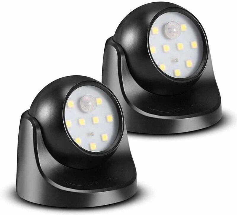 LED-Scheinwerfer mit Bewegungsmelder, 2 kabellose LED-Flutlichteinheiten, 150 Lumen, abnehmbare Kugel, 360-Grad-Drehung ...
