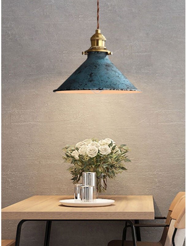 Tonchean - Nordic retro metall käfig decke lampe E27 blau retro industrie kronleuchter anhänger decke lampe