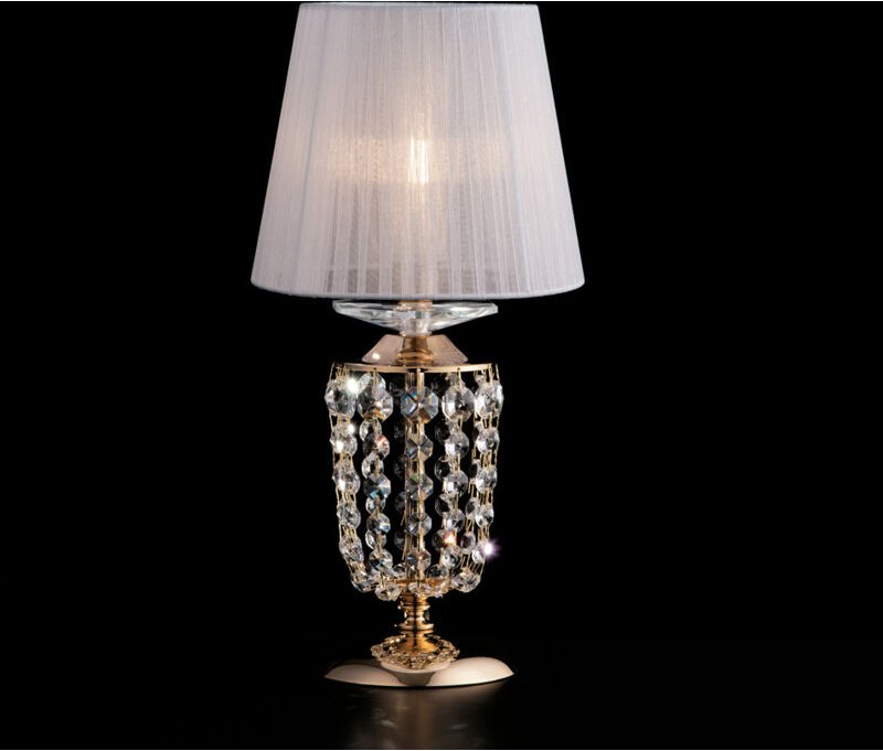 Bonetti Illumina - Mozart - Tischlampe aus Eisen und goldenem Messing mit 1 Lampenschirm H.40 - Ø20 - BL189-LT-OR