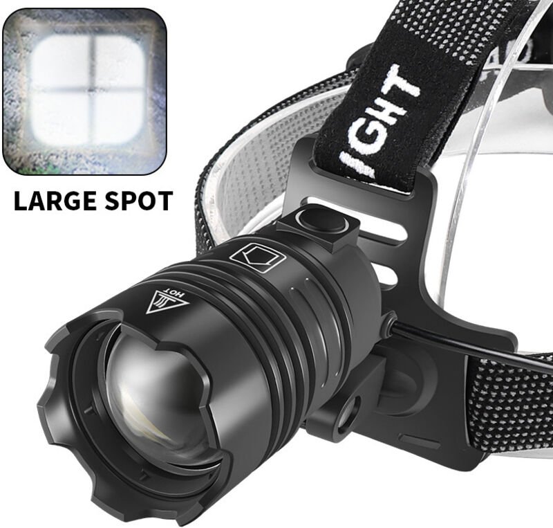 Wiederaufladbare LED-Stirnlampe, ultrastarke 50000-Lumen-Taschenlampe, XHP70.2-LED-Stirnlampe mit 3 Modi, 5600 mAh, USB-...