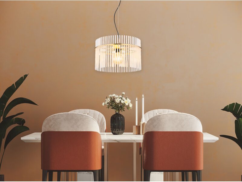 Led Pendelleuchte mit transparenten Echtglas Stäben, ø 40cm