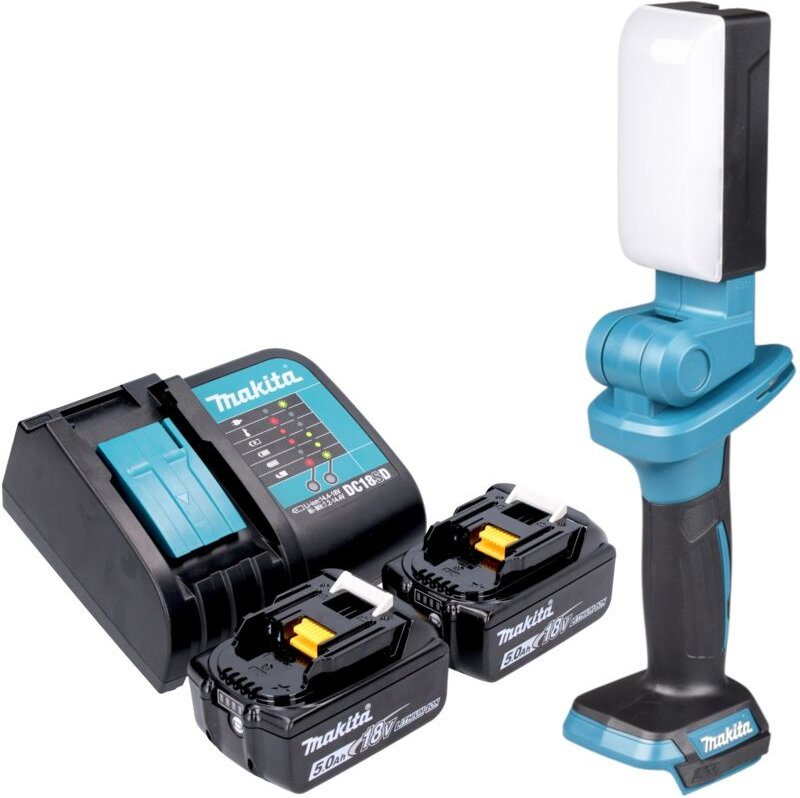 Makita DML 816 STX Akku Arbeitsleuchte 18 V 500 lm LED + 2x Akku 5,0 Ah + Ladegerät