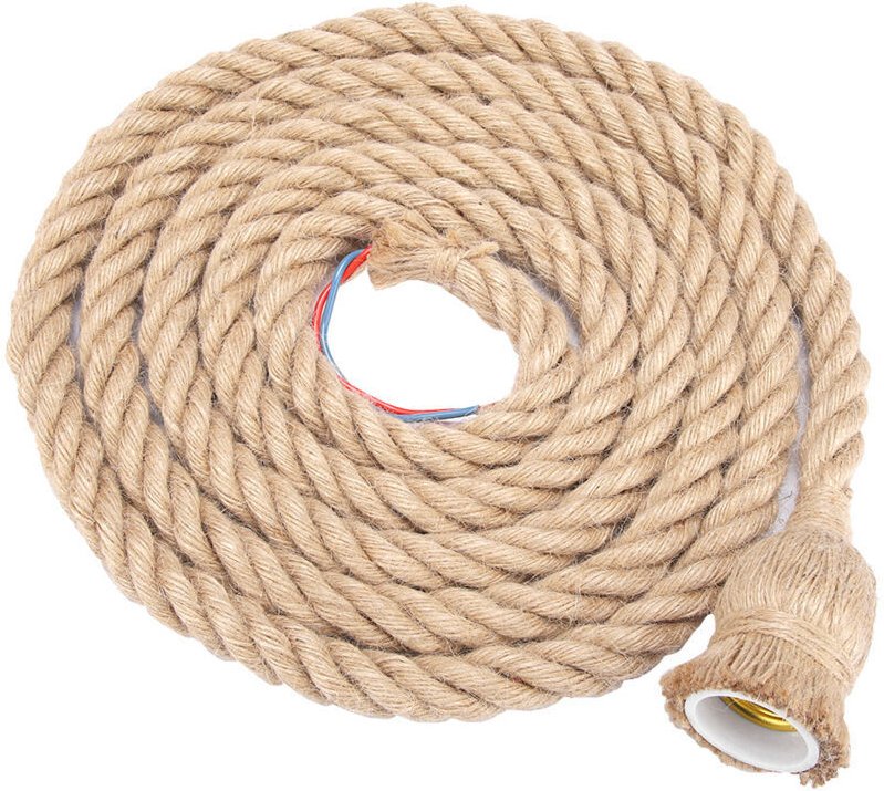 E27 Vintage Hanfseil-Deckenleuchtenfassung, Pendelleuchte, Glühbirnenfassung 85-265V, 1,5 m, 1 Kopf