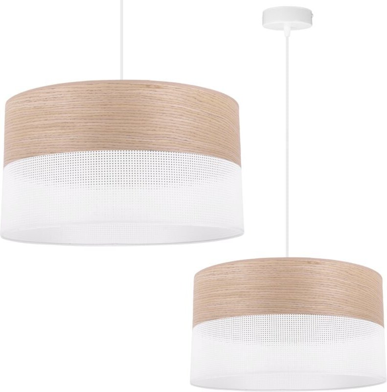 Einzelne Hängelampe, klassischer Lampenschirm aus Eichenfurnier, 40 cm