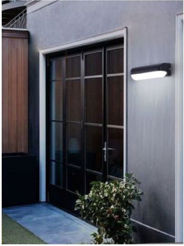 Trade Shop Traesio - Trade Shop - schwarze aussenwandlampe 12 watt warmes kaltes natürliches licht ES63 -