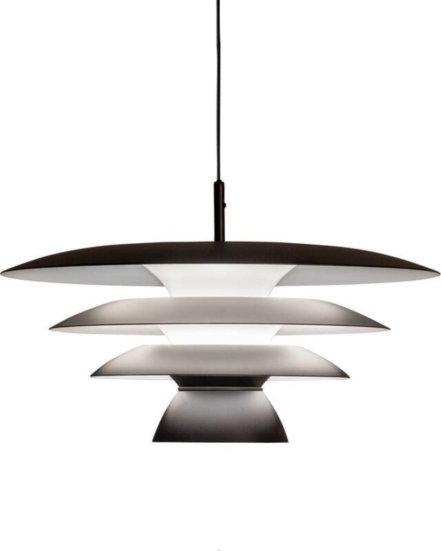 DaVinci 50cm Modern Dome Pendelleuchte Flach Schwarz 1x E27