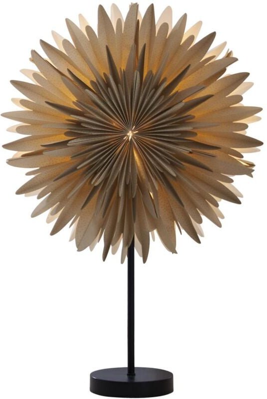 Papierstern Tischleuchte ,Winter' in Beige, gold gepunktet, 3-lagig, E14 Fassung, h 60cm, ø 40cm - Star Trading