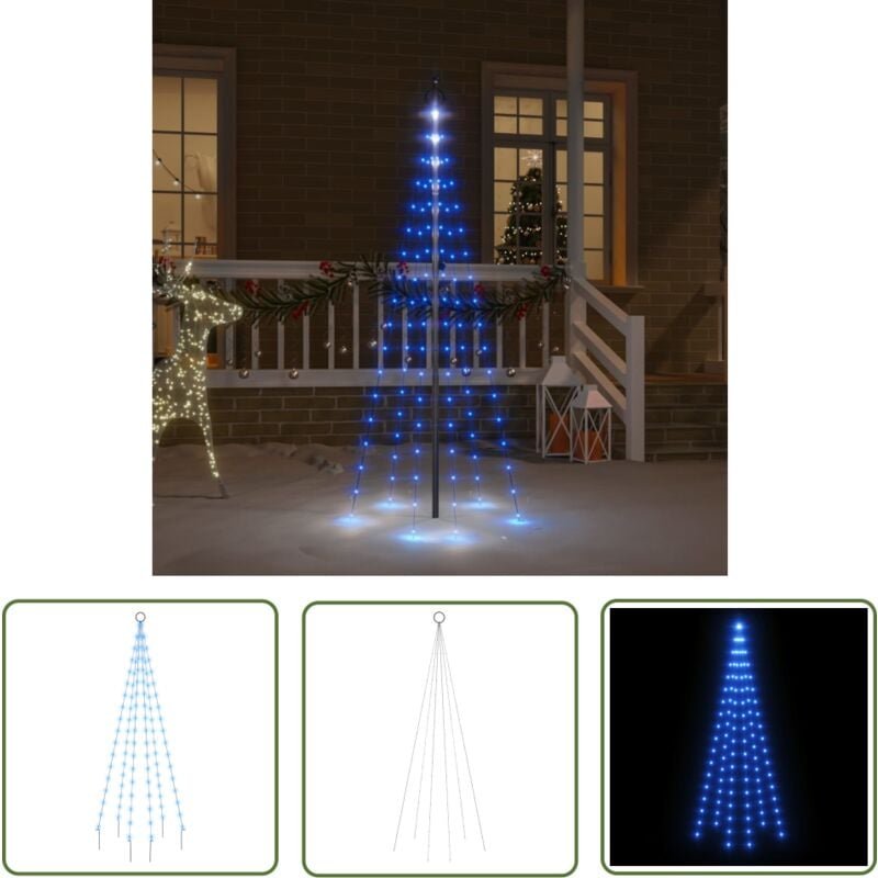 Thumbnail - The Living Store LED-Weihnachtsbaum für Fahnenmast Blau 108 LEDs 180 cm - Blauer Weihnachtsbaum - LED-Dekoration - Weihn...