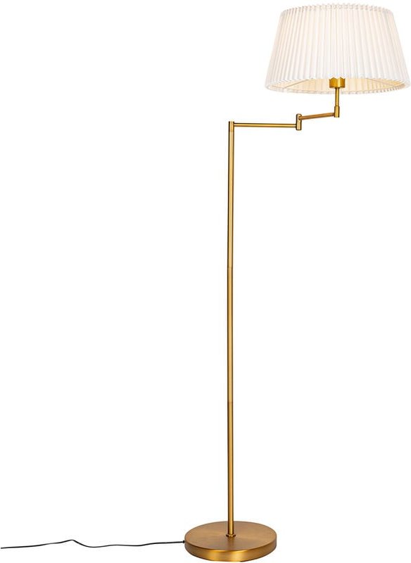 Stehleuchte aus Bronze mit weißem Faltenschirm und verstellbarem Arm – Ladas Deluxe
