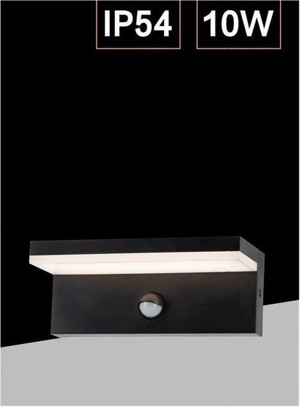 Trade Shop Traesio - Trade Shop - 10W externe applique mit sensor moving pir to parete giardino IP54 BS82-N -