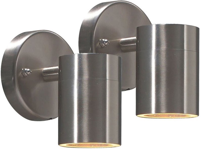 Konstsmide - 2er-Set Edelstahl Wandleuchte modena Down-Light, GU10, Höhe 9 cm, IP44