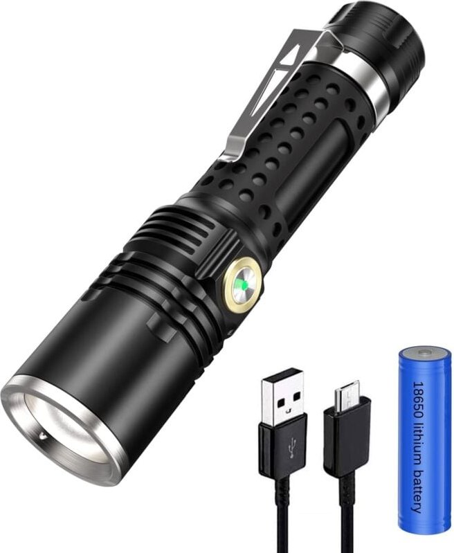 Wiederaufladbare, wasserdichte Zoom-Taschenlampe, super leistungsstarke LED-Taschenlampe mit 3 Modi