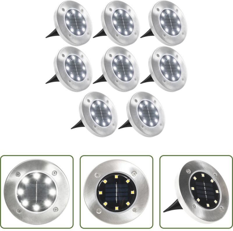 vidaXL Terrassenbeleuchtung - Solar-Bodenleuchten 8 Stk. LED Weiß