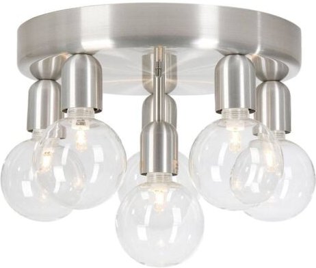 Belid - Regal - 6 Light Flush Globe Deckenleuchte Gebürstetes Aluminium, geschliffen, E27