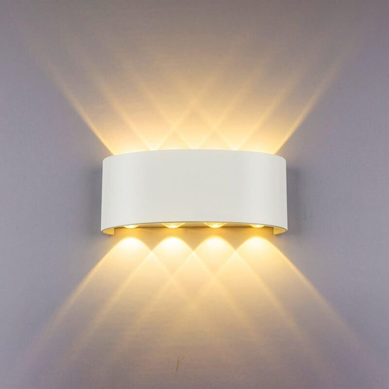 Moderne LED-Wandleuchte 8W, Aluminium, wasserdicht, warmweiß, für Wohnzimmer, Schlafzimmer, Flur, Badezimmer [Energiekla...