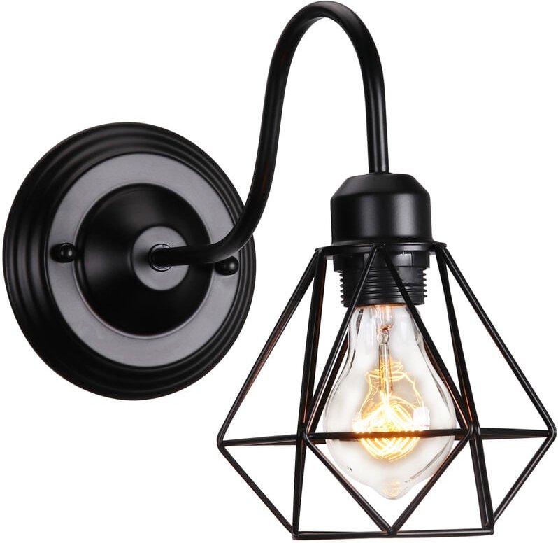 Wandleuchte Vintage, Mini Diamant Form Wamp Lampe im Industri Design, Decor Lampe mit Käfig für Wohnzimmer Esszimmer Sch...