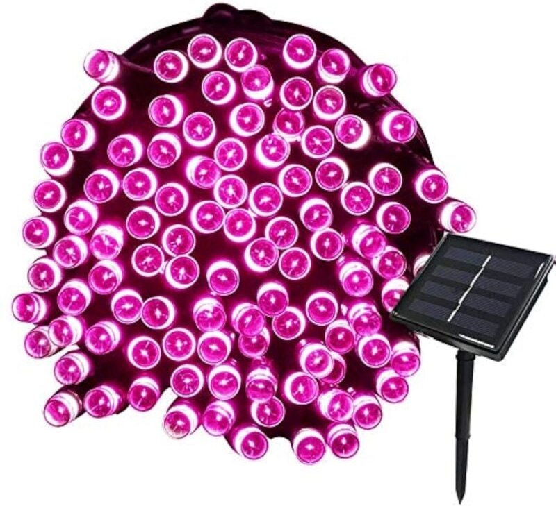 22 m lange Solar-Lichterkette, 200 LEDs, 8 Lichtmodi, ideal für Garten, Pavillon, Terrasse, Hof, Außenzaundekoration (Ro...