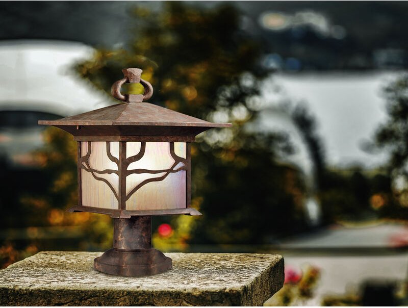 Meinewunschleuchte - Ausgefallene led Sockelleuchte im antiken Laternenlook, Höhe 42cm