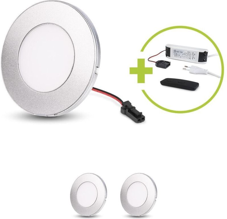 Thumbnail - LED Spot 3er SET (3x 2,6W) 12V 3000K-6500K IP20 Ø75x6mm Ausschnitt Ø55mm