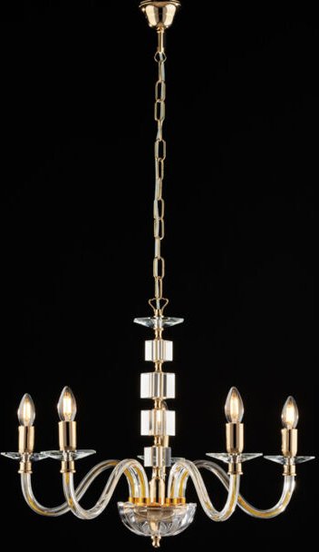 Bonetti Illumina - Franz - Goldkronleuchter mit transparentem Glas und Strasssteinen 5 Lichter 110 - Ø60 - BL275-5-OR