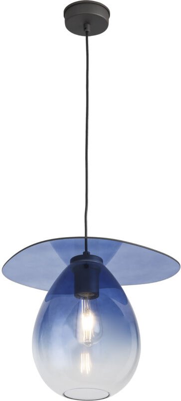 Deckenleuchte 34X33X31 Metall Schwarz/Blaues Glas