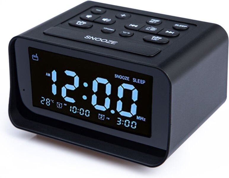 Digitaler Radio-Uhren-Controller mit zwei USB-Ladegeräten für die Nutzung im Studentenwohnheim, einstellbarer Alarmlauts...