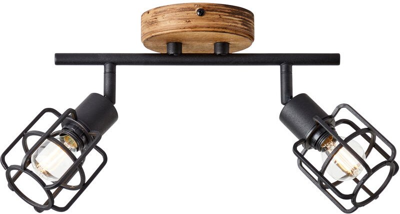 Brilliant - Lampe Gwen Spotrohr 2flg antik holz/schwarz korund Metall schwarz 2x D45, E14, 28 w