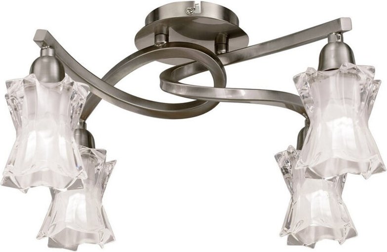 Inspired Mantra Alaska Deckenleuchte mit 4 Leuchten L1/SGU10, satiniertes Nickel, Kompaktleuchtstofflampen im Lieferumfa...