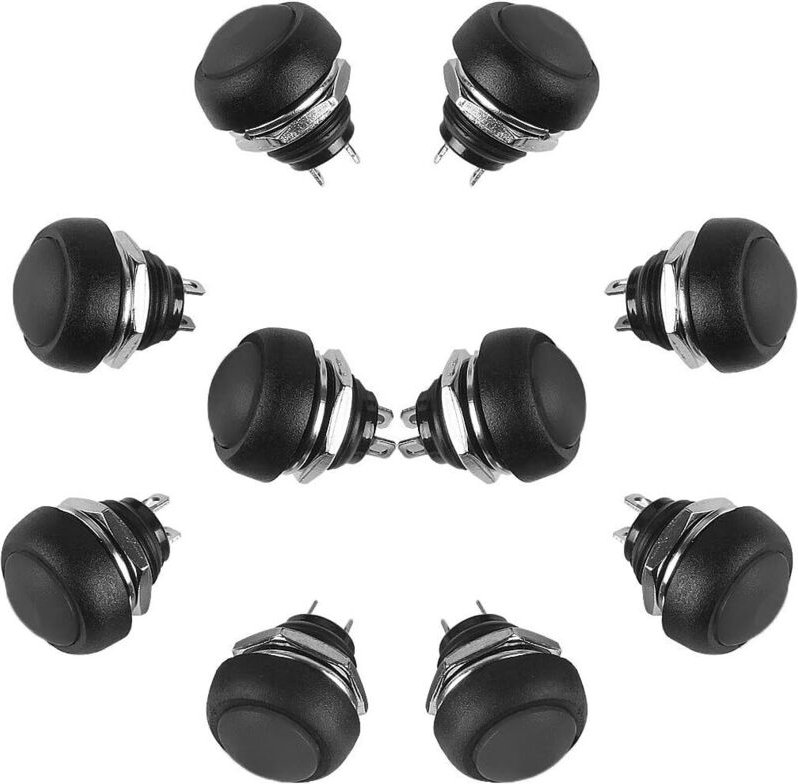 10 stücke 12mm Wasserdicht Push Button Momentary Mini Push Button Schalter ANKG-01 (Schwarz) WIEDERVERWENDBAR
