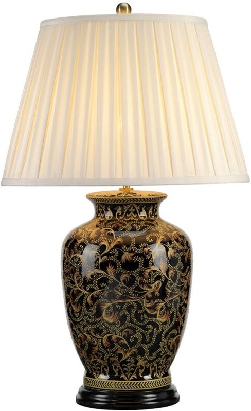 Nachttischlampe Beistellleuchte Tischleuchte Keramik Kunstseide Grünspan Glasur