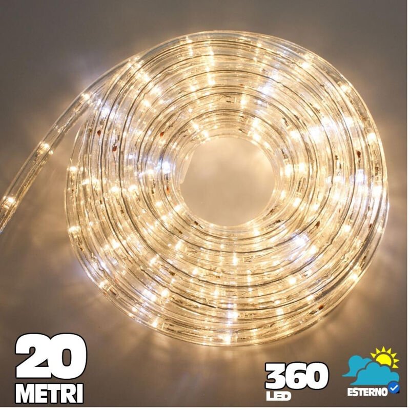 LED-Lichtschlauch 360 Lichter Warmweiß 20 Meter für den Außenbereich + Controller - - Trade Shop