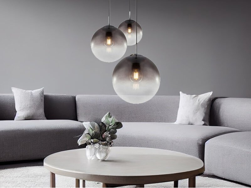 Meinewunschleuchte - led Pendelleuchte 3-flammig mit Glaskugeln aus Rauchglas, ø 51cm