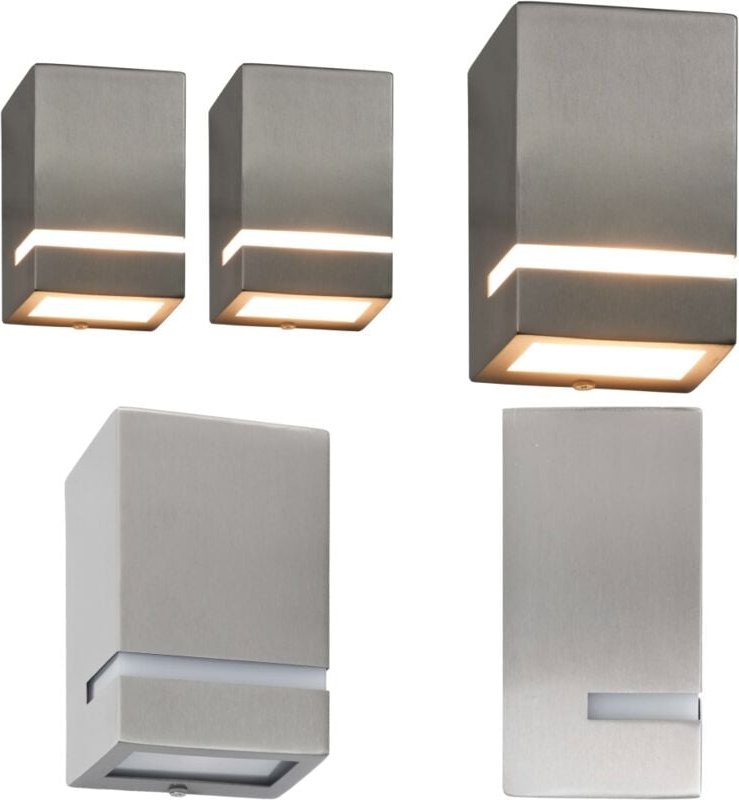 Außenwandleuchten 2 Stk. 35 w Silbern Rechteckig - Outdoor-Beleuchtung - Edelstahl Wandleuchte - Gartenlicht - led Wandl...