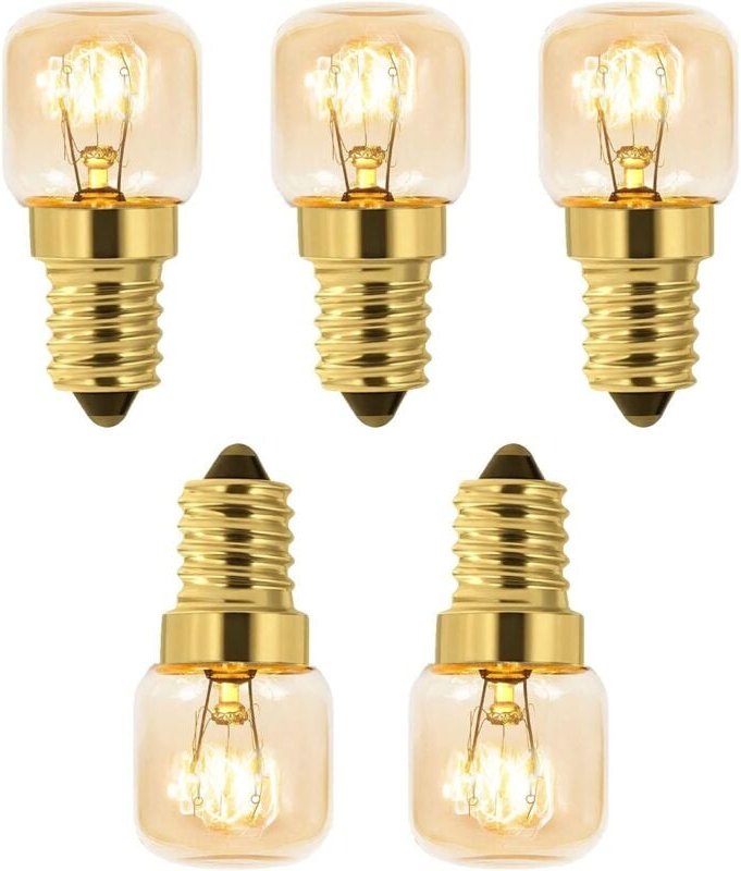 Ladacèe - 5er-Set Salzbirne 15 w E14 T22, warmweiße Glühlampe 2700 k, 80 lm, ac 230 v, Ofenbirne 15 w 300 °, für Backofe...