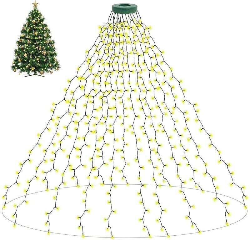 Lichterkette in kühlem Weiß, 2 m lang, 400 LEDs, 8 Leuchtmodi, Memory-Funktion, für drinnen und draußen geeignet, ideal ...