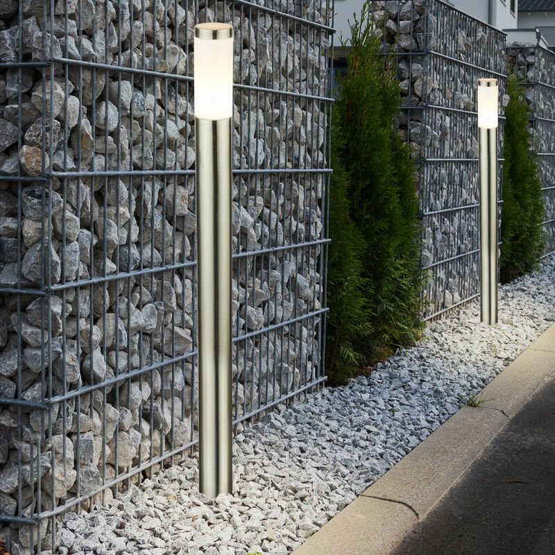 Elegantes 2er Set Edelstahl Steh Leuchte Außen Beleuchtung Sockel 1x E27 IP44