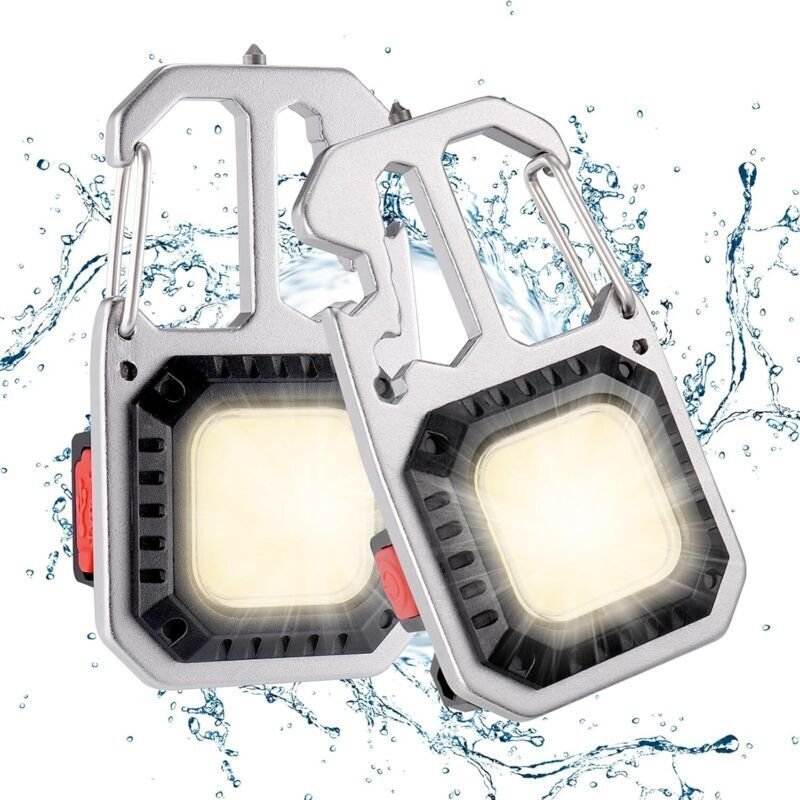 2-teilige Mini-Arbeitsleuchte mit wiederaufladbarem COB-Sensor, 1000 Lumen, magnetischer Schlüsselanhänger-Taschenlampe ...