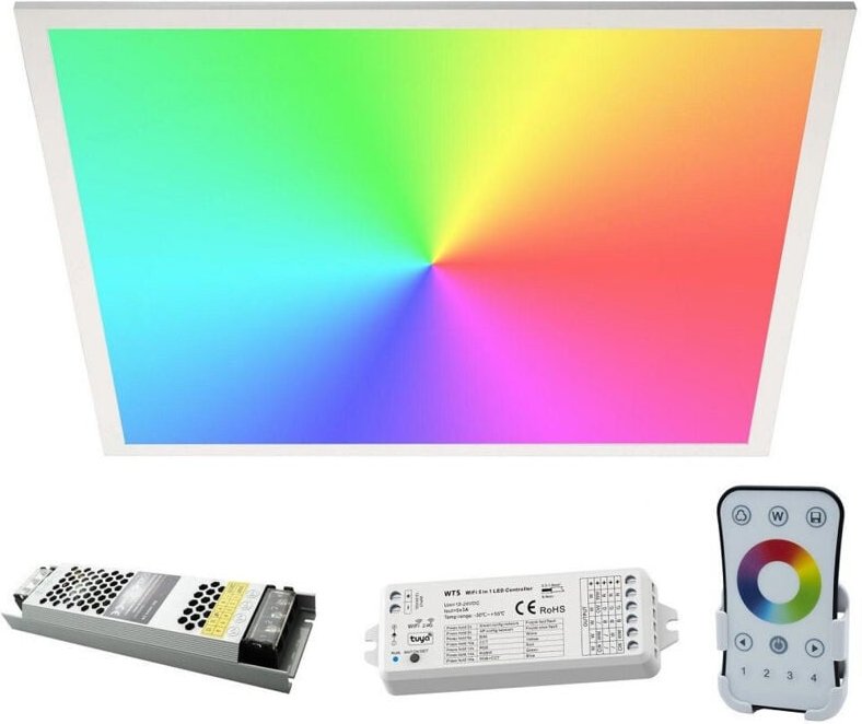 Trade Shop - ultra slim led-panel-kit 94W smart wifi-steuereinheit 24V RGB+3000K rgbw alexa google -