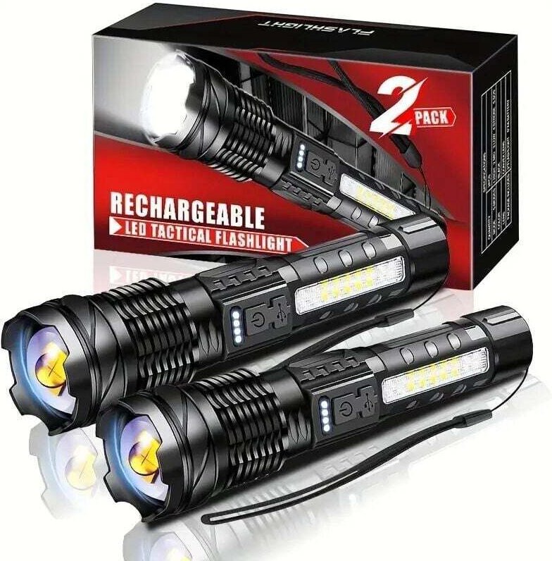 taktische Taschenlampen in Militärqualität, 5 Leuchtmodi, 3000 Lumen, wasserdicht. Für Camping, Radfahren, Wandern, Zuha...
