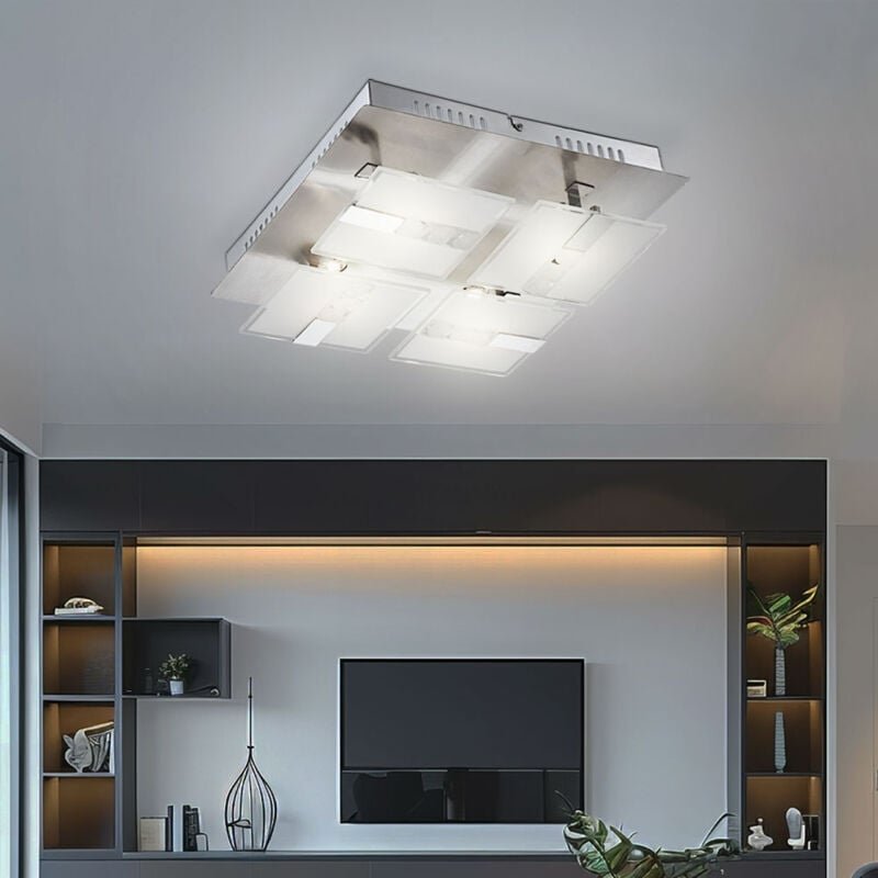 Deckenleuchte Glas Modern Wohnzimmerleuchte Decke Deckenlampe chrom, teilsatiniert, Metall, 4x led 4,5W 382Lm warmweiß, ...