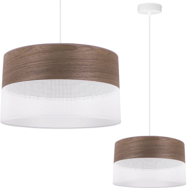 Einzelne Hängelampe, Lampenschirm Aus Nussbaumfurnier, 30 Cm