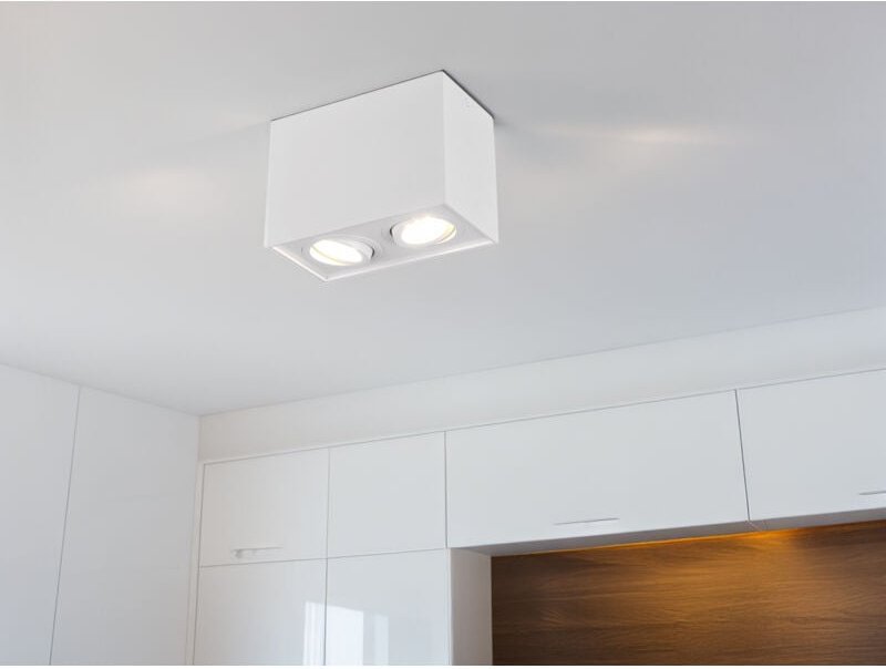 Led Deckenstrahler eckig 2-flammig Weiß, Breite 17cm