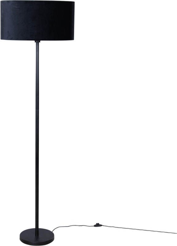 Stehleuchte Schwarz mit ovalem Samt-Schirm 50cm - Simplo