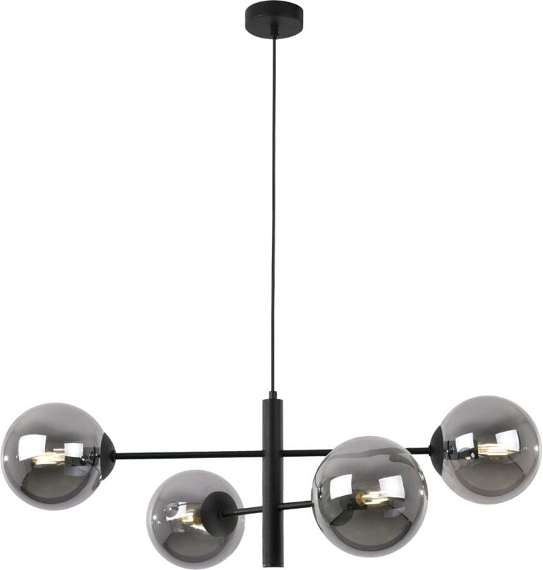 Vicenza Schwarze Hängelampe 4 Flache Graphit-Lampenschirme E14