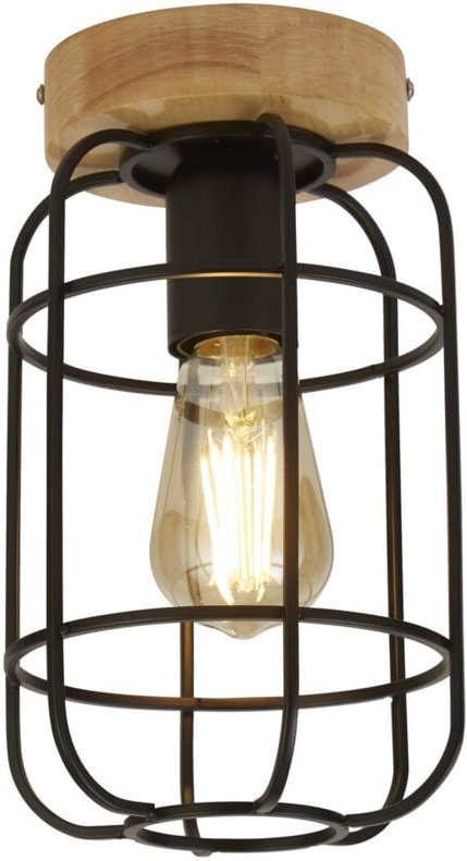 Vision Cage Deckenleuchte, Mattschwarz & Holz