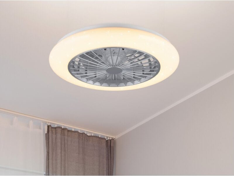 Reality Leuchten - Deckenleuchte mit Ventilator stralsund Fernbedienung & Sternenhimmel, ø 50cm