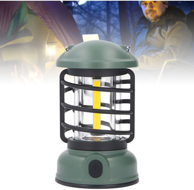 Wiederaufladbare Campinglaterne mit 3 Geschwindigkeiten, wasserdicht nach IPX4, tragbare Retro-Zeltlampe für Notangeln b...
